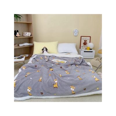 China PORTABLE wholesale cheap oversized fluffy polyester double layer thickening blue puppy printed blankets for sale