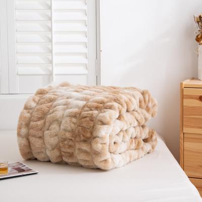 China New Style 100%Polyester Hot Sale Tie Dye Rabbit Mink Faux Fur Blanket PORTABLE for sale