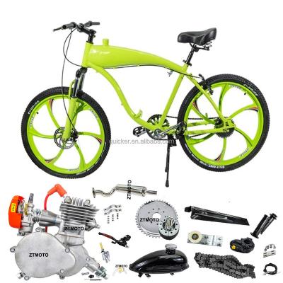 China Complete Set 85cc 2 Stroke Bicycle Kit Gas Power 2.4L Aluminum One Piece Frame V Brake / Disc Brake Bicycle With Motor for sale