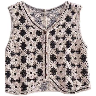 China QUICK DRY women crochet floral sleeveless crop top vintage crochet camisole embroidery knitting top apparel for sale