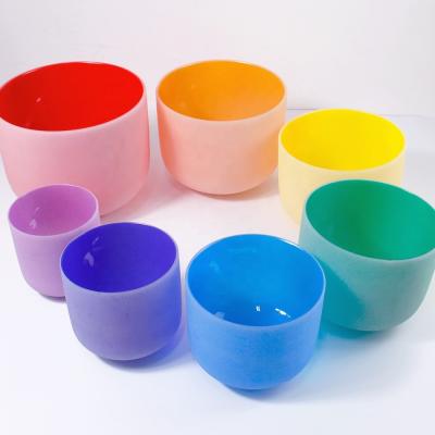 China Color Frosted Quartz Crystal Singing Bowl 7-12 with carrying bag wholesale price for sale