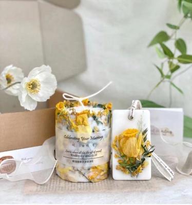 China Wholesale New Innovations scented printed pillar candle aromatherapy flower print scented candles for sale