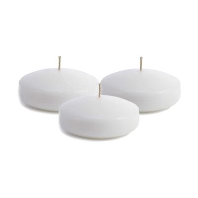 China Amazon Hot Selling Birthdays For Wedding Cylinder Vases Centerpieces Unscented White Wax Discs Floating Candles 2 Inch for sale