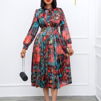 China Spring Autumn 2022 New Arrivals Washable Women Clothes Printed Elegant Casual Dress Ladies Fashion Dresses Plus Size Club Dress for sale