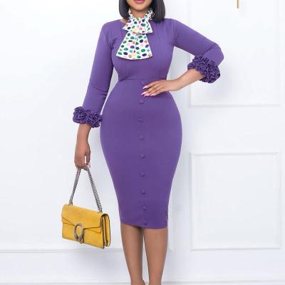 China Plus Size Anti-Static Women's Fashion Club Work Wear One Piece Dress Sexy African Office Casual Formal Dresses For Ladies for sale