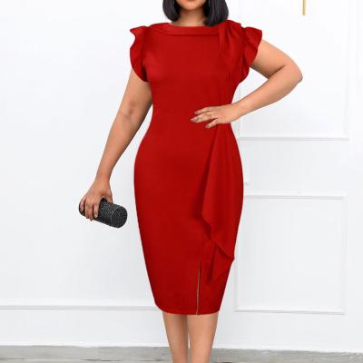 China Antistatic Plus Size Women Dresses 2022 New Arrive Mini Short Sleeve Bodycon Pencil Dress Plus Size African Dresses for sale