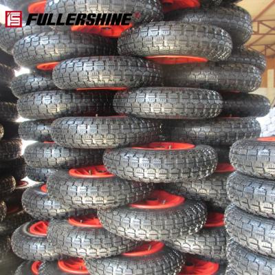 China Building Material Shops Diamond Pattern Pneumatic Rubber Wheel 4.80/4.00-8 With Red Plastic Rim for sale