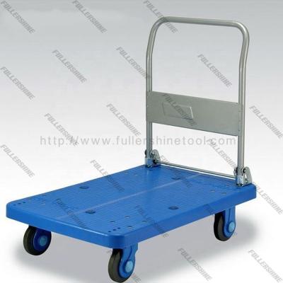 China Folding Plastic Platform Trolley Hand Truck Supermarket Platform Trolley Plastic Hand Trolley for sale