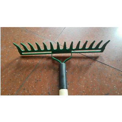 China Garden Rake 12tins 14tins 16tins 18tins Garden Agricultural Steel Powder Rake Twist Rake Flat Head for sale