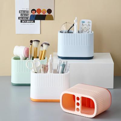 China KE XIN Creative Multifunctional Desktop Mess Makeup Brush Storage Box Pen Holder Storage Brush Jar Can Print Logo Wholesale for sale