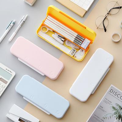 China New Duckling Student Writing Case Waterproof Double-layer Writing Case Multifunctional Simple Plastic Pen Case Pencil Case Storage for sale