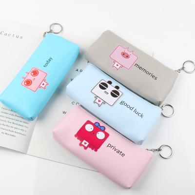 China Simple KE XIN Cute Animal Cartoon PU Pencil Pouch Student Pencil Bag Stationery Bag Can Be Printed Customized Logo Factory Wholesale for sale