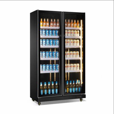 China Commercial Single-Temperature Supermarket Display Fridge Double Door Beer Fridge Beverage Drink Cooler Glass Freezer and Refrigerator for sale