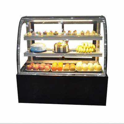 China Single-temperature 3-Layer Commercial Curve Shape Fan Sliding Door Dessert Refrigerator Cake Cooling Display Cabinets for sale