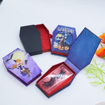 China Cute Luxury Custom Empty Mink Halloween Eyelash Packaging Boxes Pink Glitter Eyelash Package False Eyelash Packaging Box for sale