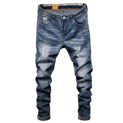 China Cheap price Arabic style QUICK DRY ripped slim fit TR fabric denim pants for men for sale