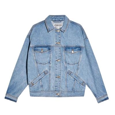 China Jean Jacket Denim Jackets Suppliers two colors long denim jackets blue and black oversized women low MOQ breathable for sale