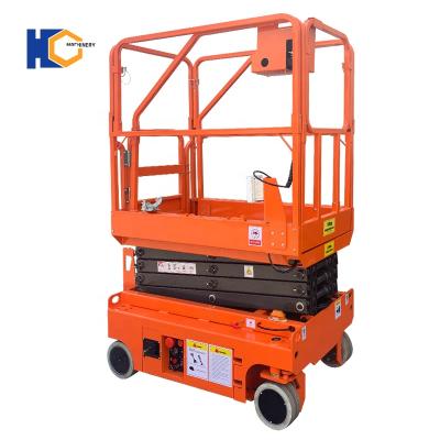 China Scissor lift table 6m-12m lift hotels mini height scissor lift electric hydraulic self-propelled platform for sale