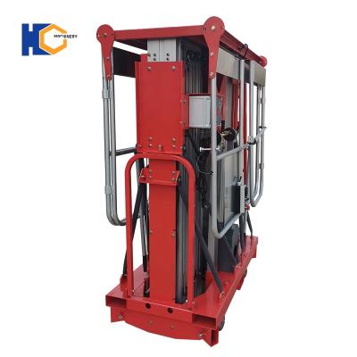 China Convenience Easy Movable Safety Double Mast Aluminum Alloy Lift Table Hydraulic Aerial Work Platform for sale