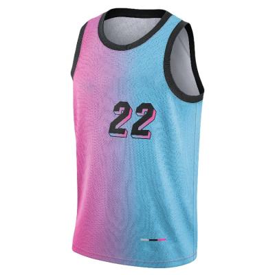 China Breathable Summer Colorful Men's Basketball Jersey Sublimation Reversible Gradient Basketball Uniforms for sale