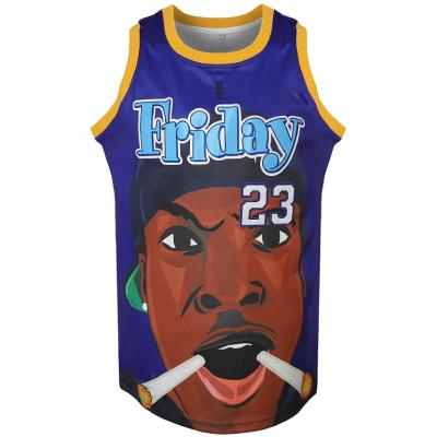 China Mens Digital Sublimated Basketball Tank Top Breathable Fashionable Smoking Reversible Uniform With Numbers for sale