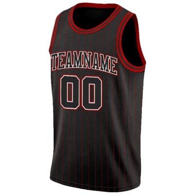 China Latest Youth Breathable Custom Black And Red Nets Reversible Basketball Jerseys Uniform for sale