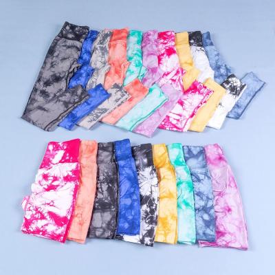 China Reversible Custom Made Yoga Shorts Seamless Yoga Compression Tie Dye Butt Lift Biker Shorts Women Stretch Fitness Sexy Yoga Gym Retraining Shorts for sale