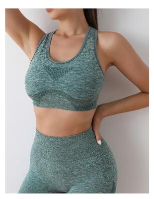 China New Arrivals Breathable Mesh Breathable Summer Yoga 2 Piece Set Clothes Ladies Solid Color Vest and Women Elastic Seamless Nylon for sale