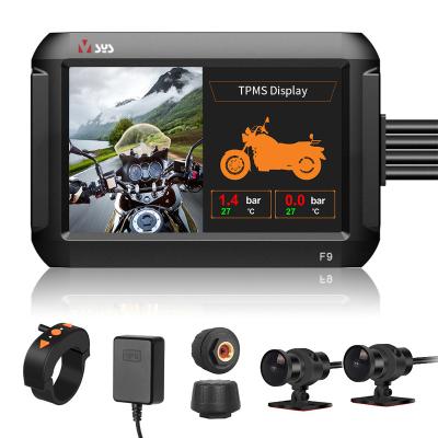 China VSYS Fisheye Screen TPMS Dual 1080P 4.0 IPS Waterproof Whole Waterproof Motorcycle Scooter WDR Camera DVR Supports GPS and Reversing Mode for sale