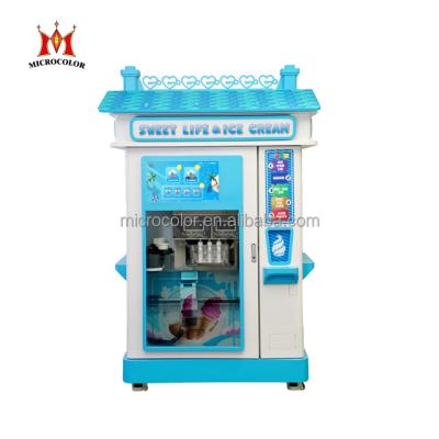 China 2023 Snack Factory Hot Selling Smart Ice Cream Machine Full Automatic Microcolor Soft Ice Cream Vending Machine For Sale for sale