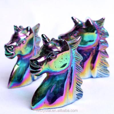 China Wholesale Europe Stone Opens Rainbow Unicorn Quartz For Sale Crystal Animal Carving Angel Aura for sale