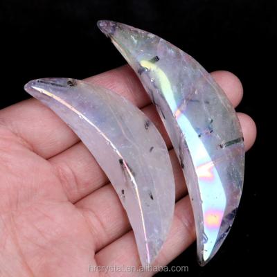 China Europe Healing Crystal Craft Gemstone Carving Angel Aura Black Tourmaline Quartz Moon For Sale for sale