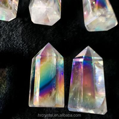 China Europe Rainbow Clear Quartz Crystal Point For Sale Aura Quartz Angel Aura Crystal Wholesale Quartz Points for sale