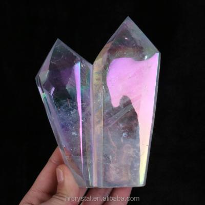 China Wholesale Clear China Angel Aura Crystal Quartz Points Rainbow Aura Clear Space Quartz Point For Sale for sale