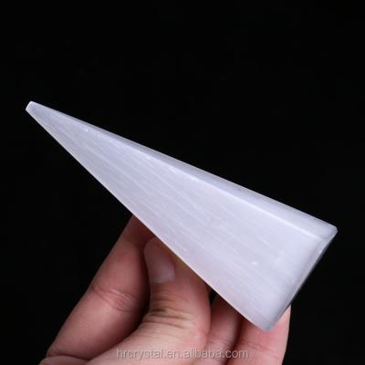 China Europe Hot Sale Natural Crystal Quartz Pyramid Healing Selenite Pyramid Tower For Decoration for sale