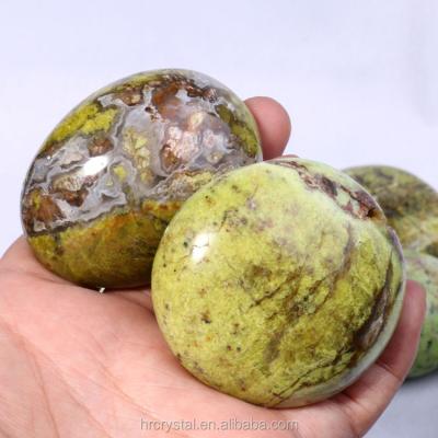 China Healing Crystal Stone Crafts Gemstone Tumbled from Europe Polished Opal Palm Stone For Sale Green for sale