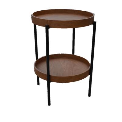 China All Walnut Sold Miscellaneous Goods Using Modern Living Room Bedroom Bedside 2 Layer Table For Dishes for sale