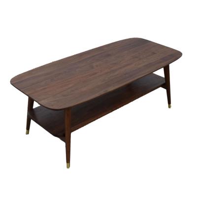 China All Sold Walnut Factory Turned Contemporary Modern Wood Office Furniture 2 Layer Coffee Table for sale