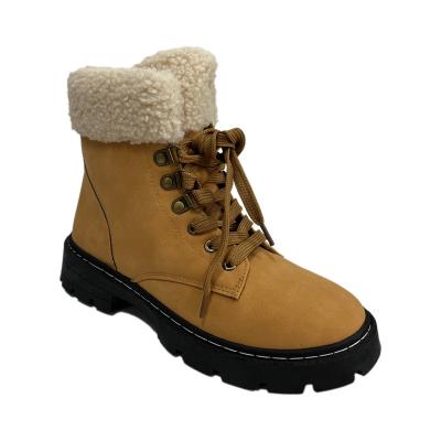 China Round Hot Sale Short Boots Women Shoes Plus Size Warm Snow Boots Lace Up Platform Fur Boots for sale