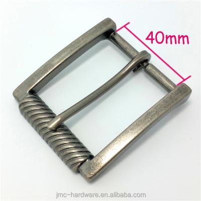 China 40mm durable high quality alloy roller pin antique silver belt buckles in stock for sale