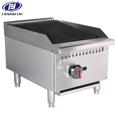 China Easily Assembled ETL Certificate Commercial BBQ Steaks Grill Machine 400MM Restaurant Countertop Briquette Gas Lava Rock Charbroiler Grill for sale