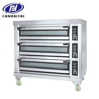 China Wholesale Price Commercial Bakery Supplying Commercial Equipment Baking Three Deck 9 Trays Luxury Gas Bakery Oven With Steam for sale