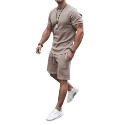 China QUICK DRY T-shirts Shorts LW-JG87BE7S2J8 Solid Color With Shorts 2 PC Sets Short Men's Clothing for sale