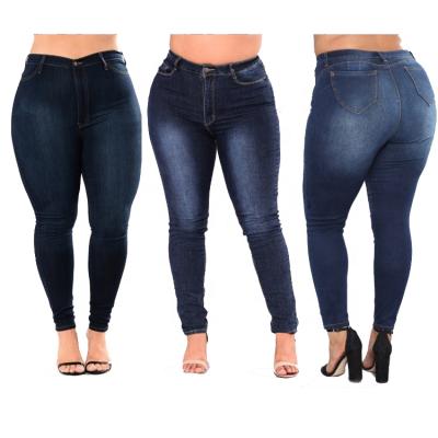 China LW 606 New Arrival Top Quality Breathable High Waist Washed Plus Size Womens Jeans for sale