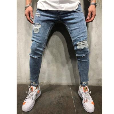 China 2020 LW Dy 8813 Men Breathable Jeans Skinny Fashion Ripped Friend Blue Jeans Wholesale for sale