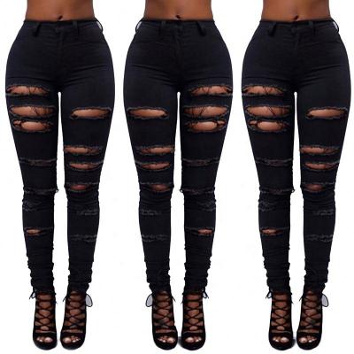 China 2019 Summer Sustainable New Look Women's Pencil Ripped Jeans for sale