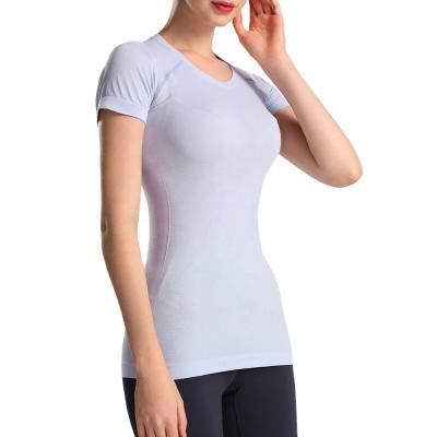 China LW-HL0008 2021 Summer Woman Yoga Sports Gym Fitness Seamless T-shirt LW-HL0008 For Women With Custom Logo for sale