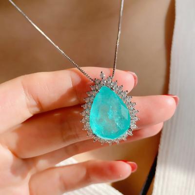 China CLASSIC Women's Jewelry Fashion Ladies Gem Pendant Zircon Indelible Sweatproof Necklace for sale