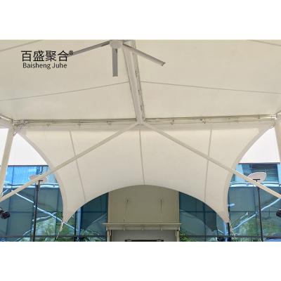 China Fabric 11150g Tensile Membrane Shade Structures With Carbon Structure Steel Frame for sale