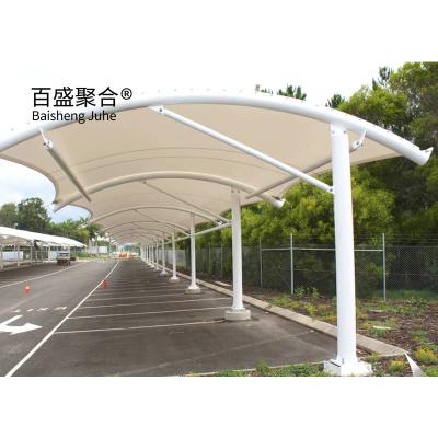 China Fire Resistant Powder Coated Membrane Structure Roof Car Sun Shade Carport for sale